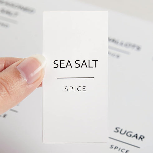 Talented Kitchen 140 Minimalist Spice Jar Labels - Preprinted Waterproof Kitchen Organization Stickers - Black Text Seasoning Labels for Spice Jar...