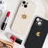 Casechics Compatible with iPhone Case,Silicone Cute Couple Matching Cartoon Sun Moon Camera Lens Protection Soft Shockproof Cover Phone Case (Whit...