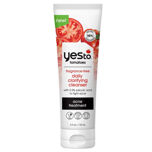 Yes To Tomatoes Fragrance-Free Daily Clarifying Cleanser For Blemish-Prone Skin With Salicylic Acid & Avocado Oil, Natural Vegan & Cruelty Free, 4...