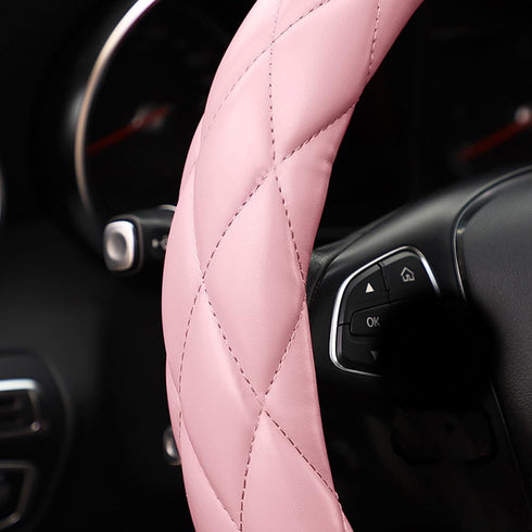 Soft Microfiber Leather Steering Wheel Cover, Universal 15 Inch for Women Girls, Fit Vehicles, Sedans, SUVs, Vans, Trucks - Light Pink...