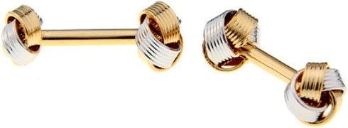 Knot 2 Two Tone Dual Ends Pair Cufflinks in a Presentation Gift Box & Polishing Cloth...