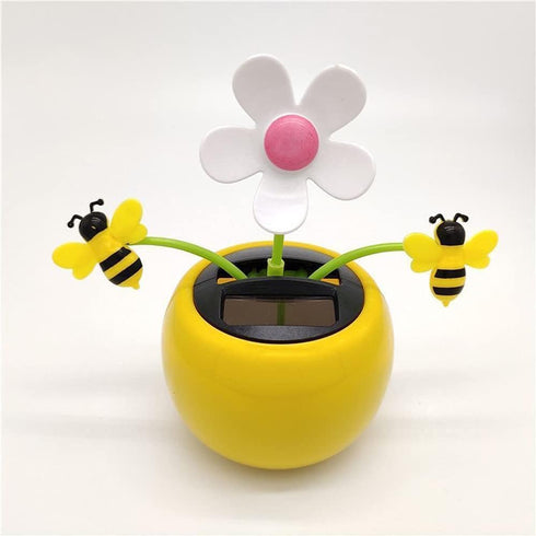 Solar Apple Blossom Bee Dancing FlowerSolar Dancing Ornament, Solar Dancing Figurines, Car Swinging Dancing Car Windowsill Decoration Honey Bee Sw...