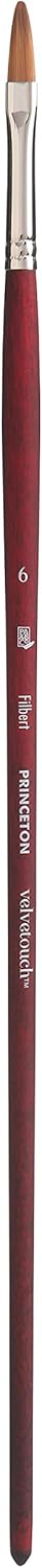 Princeton Velvetouch Filbert Brush, Long Handle, Size 6 - Professional Artist Brushes for Mixed Media, Acrylic, Oil...