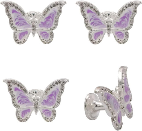 Cabinet Knobs Purple Drawer Knobs 6Pcs, Dresser Hardware Butterfly Shaped Knobs Pull Single Hole Handles for Cabinet Kitchen Cupboard Drawer Door ...