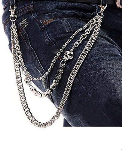 BOMPOW Biker Skull Wallet Chain Punk Men Cool Skull Punk Trouser Long Wallet Key Chain For Bike Jean Gothic Rock...