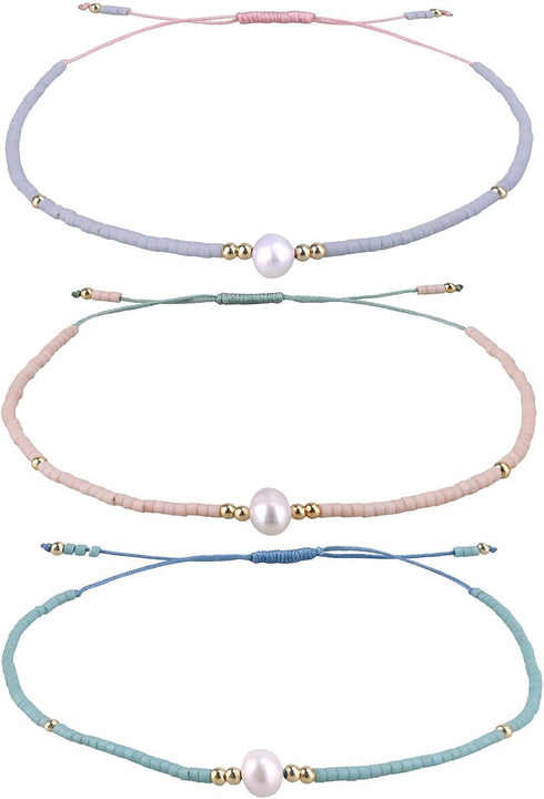 KELITCH Women Friendship Bracelets Miyuki Beads Strand Bracelets Handmade Fashion 3 Pcs Pearl Bracelets Bangles...