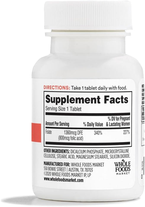 365 by Whole Foods Market, Folic Acid 800MCG, 250 Tablets...