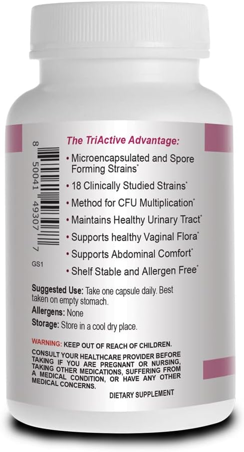 Triactive Biotics for Women - Probiotics for Women with 18 Strains, Organic VitaFiber Prebiotic & Cranberry to Digestive Support, Immune Defense, ...