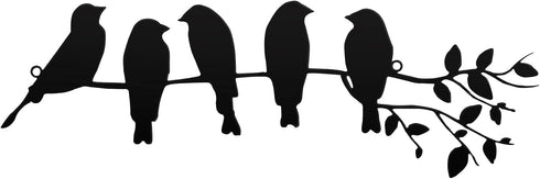 Ferraycle Metal Bird Wall Art Birds on the Branch Wall Decor Leaves with Birds Metal Sculpture Bird Silhouette Metal Ornament Branch Wall Hanging ...