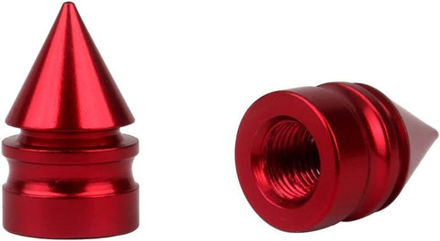 Senzeal 5X Impale Spike Style Polished Aluminum Alloy Tire Valve Caps Red...