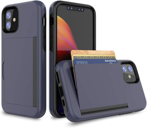 for iPhone 11 Case with Card Holder,Credit Card Slot Protective Wallet Case - Grey...
