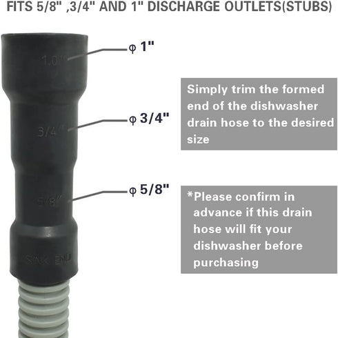 Universal Dishwasher Drain Hose - 6 Ft Discharge Hose - Corrugated and Flexible Dishwasher Hose Drain Replacement with Clamp