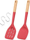 Pack of 2 Silicone Spatula, Non Stick Cooking Utensil Set Wooden Handle Kitchen Turner for Baking Mixing Grilling Serving Food Heat Resistant Non ...