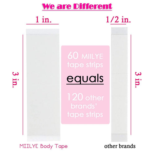 MIILYE Double Sided Tape for Body, Fashion Breast Tape for Skin to Fabric Clothes Clothing,Dress Tape to Keep Dress Bra in Place, Clear, 60 Counts...