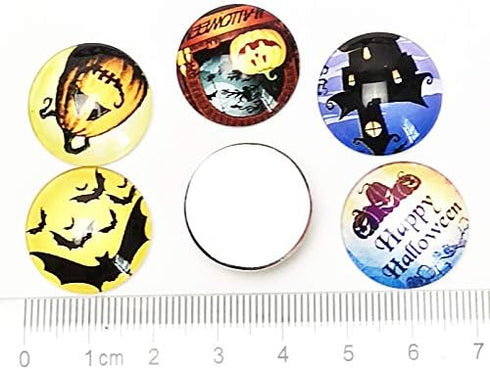 Libiline Random 30pcs 20mm(3/4") Assorted Styles Halloween Pumpkin Bat Owl Glass Flatback Flat Backs Button Glass Phonecover Cameo Cabochon Wizard...