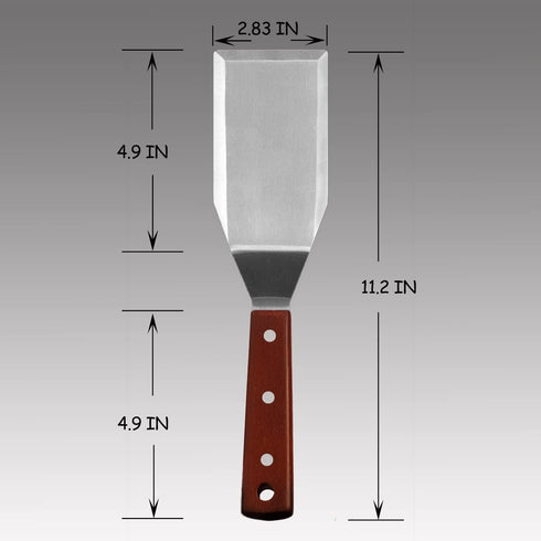 Professional Metal Spatula for Cast Iron Skillets and Flat Top Grills, Full Tang Wooden Handle, Stainless Steel Blade, Smash Burger Spatula Turner...
