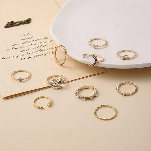 FUTIMELY Boho Retro Stackable Rings Sets for Teens Girls Women Rhinestone Knuckle Joint Finger Kunckle Nail Ring Sets (B)...