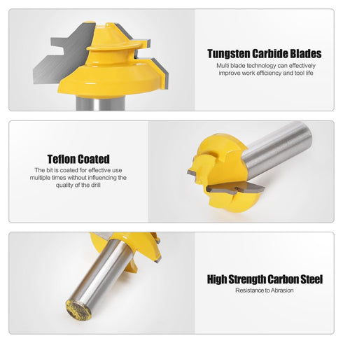 45 Degree Lock Miter Router Bit 1/2 Inch Shank.Woodworking Tools Joint Router Bits?Wood Milling Cutter Glue Joint Tools Set (1/2inch Shank, 1-3/8"...
