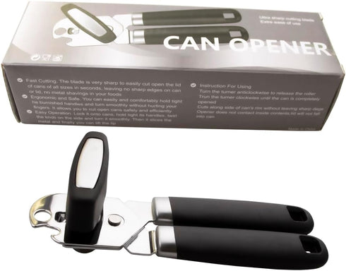 Stainless Steel Can Opener,Comfortable Handle,Sharp Blade Smooth Edge,Multifunctional Bottle Opener,Large Lid Openers,Handheld Easy Turn Knob (C02...