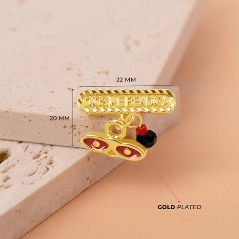 Gold Plated Religious St Lucy Simulated Azabache Evil Eye Protection Brooch Pin for Babies, Infants, and Toddlers - Red Enamel Saint Lucy Eyes Cha...