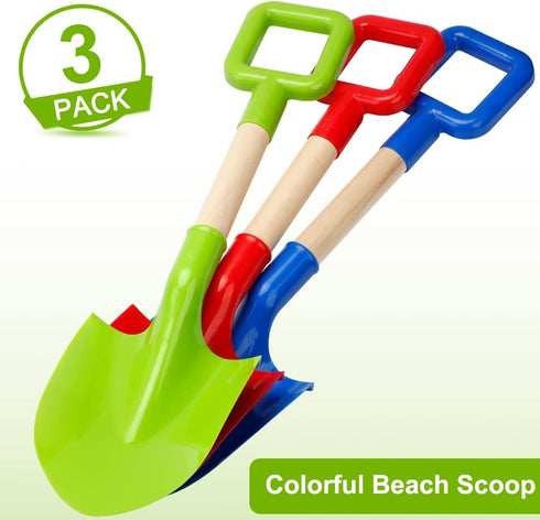 Jumbo Beach Sand Toys 16 Inch Shovels for Kids Adults, Large Spade Scoop Gardening Tools, Sandbox Kit Wood ABS Spade for Garden Outdoor Snow Backy...