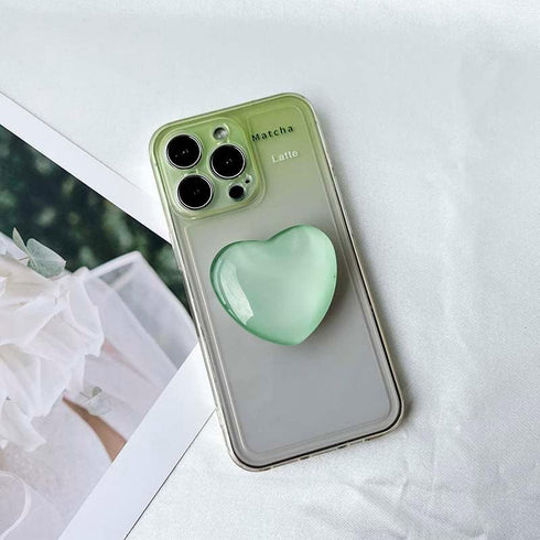 COMMONKUNST Glass Crystal Heart shape Collapsible Expandable Multi Functional Mobile Phone Grip & Kicktand (Green)...