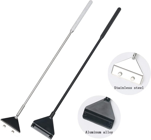 Aluminum Alloy Algae Scraper Lightweight Aquarium Cleaning Tool Length Adjustable Alga Removal Blades Long Telescopic Handle Clean Kit for Fish Ta...