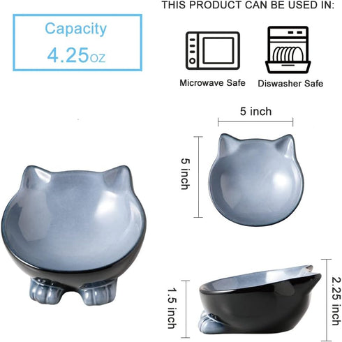 Nihow Ceramic Basic Cat Bowls: 5 Inch Cat Bowl for Food & Water - Food Grade Cat Dish for Small-Sized Cat - Microwave & Dishwasher Safe -Elegant G...