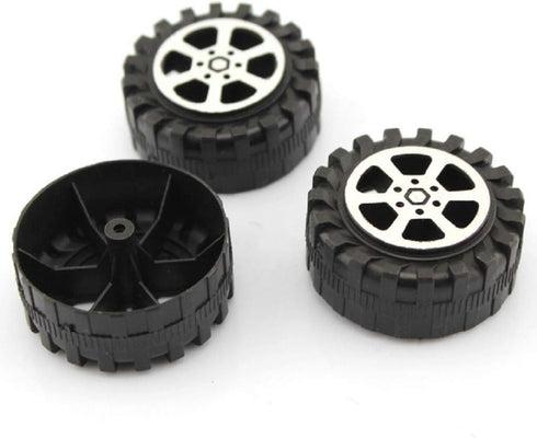 4pcs Model Car Wheels 42mm Plastic DIY Toy Wheels Black for 2mm Shaft...