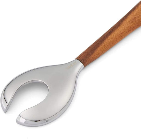 nambe Curvo Serving Fork | 13 Inch Serving Fork for Buffets, Salads, and Dinner Parties | Made of Stainless Steel and Acacia Wood | Designed by St...