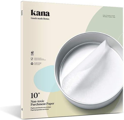 Kana Parchment Paper Baking Circles - 100 Pre-cut Rounds 10 inch_Ideal for Baking Cakes, Pastries & Cheesecakes - Suitable for tortilla Press...