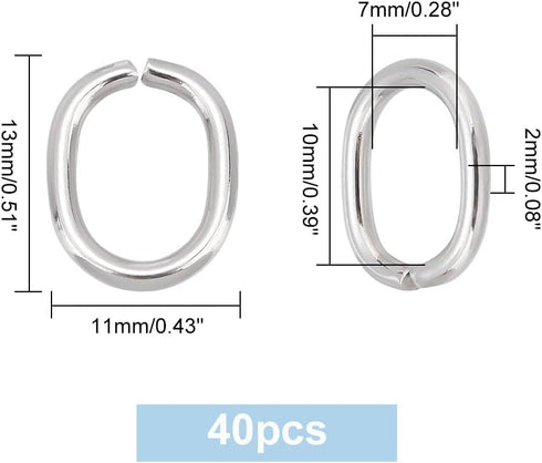 PH PandaHall 304 Stainless Steel Jump Rings 40pcs 13×11mm Oval Closed Jump Rings 18-Gauge O Ring for Earring Bracelet Necklace Pendant Jewelry DIY...