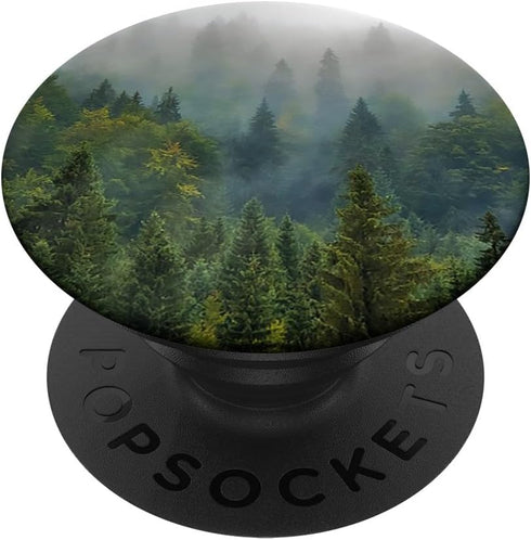 Pine Tree Forest Trees Outdoor Foggy Mountains Hiking Camp PopSockets PopGrip: Swappable Grip for Phones & Tablets PopSockets Adhesive PopGrip...