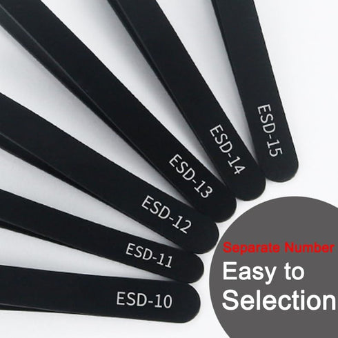 Precision Tweezers Set - 6PCS Anti Static ESD Industrial Tweezers Kit Matte Black, Fits for Electronics Repair, Soldering, Craft, Laboratory Work...