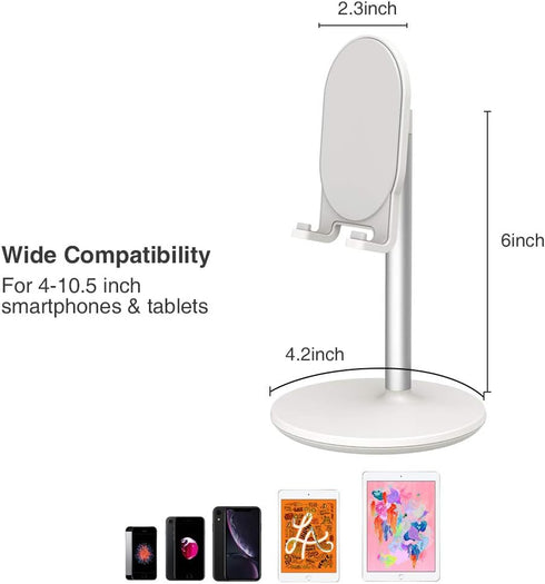 Bright Stone Phone Stand for Desk, Adjustable Cell Phone Holder for Desk, Compatible with 4"-12.9" Phones/Tablet/iPhone/iPad/Switch (White)...