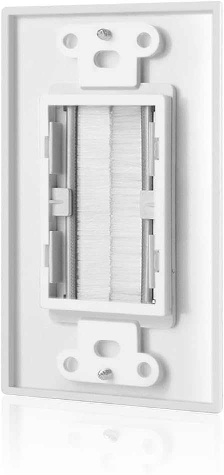 TNP Brush Wall Plate (2 Pack) - Single Gang Cable Entry Access Brush Bristles Style Strap Opening Port Insert Socket Wiring Plug Jack Decorative F...
