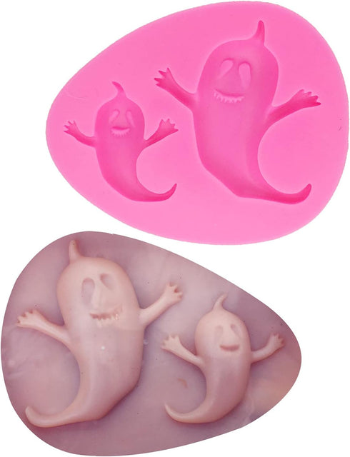 Ghost Shape Silicone Molds for Halloween Cake Decorating Tools DIY Chocolate Candy Cookies Biscuits Gum Fondant Pudding Cupcake Baking Mold, Hallo...