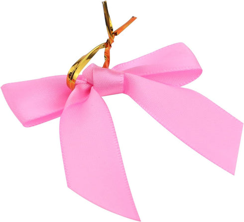 50pcs Satin Ribbon Twist Tie Bows DIY Twist Bow Crafts for Gift Wrap Bags, Party Favors, Baked Goods, Cookies for Gift Wrapping Supplies (Pink)...