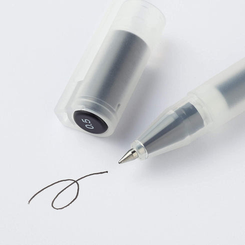 MUJI Gel Ink Ballpoint Pen Cap Type 10-Pieces Set, 0.5 mm Nib Size, Black...