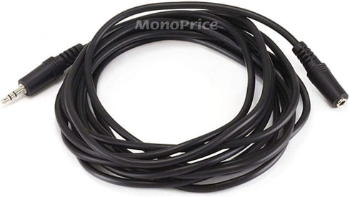 Monoprice Audio/Stereo Cable - 3.5mm(1/8") AUX, TRS, Male Plug to Female Jack, Molded Strain Relief Boots, 12 Feet, Black...
