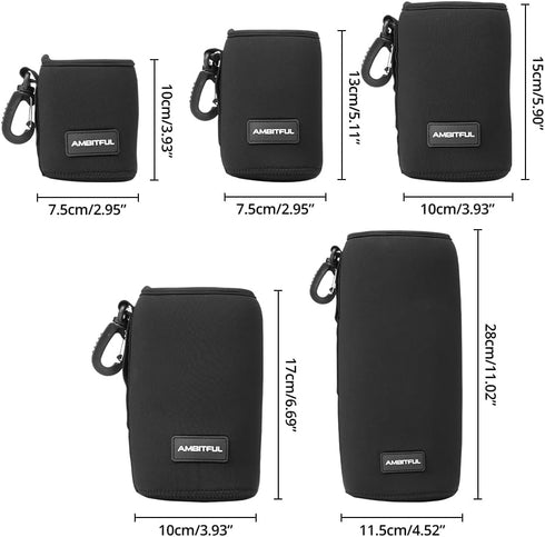 AMBITFUL 3.39x 5.9 inch / 100 * 150 mm M Size Lens Pouch Compatible for Canon, Nikon, Sony, Pentax, Olympus Small Camera Lens Case Bag Thick Prote...