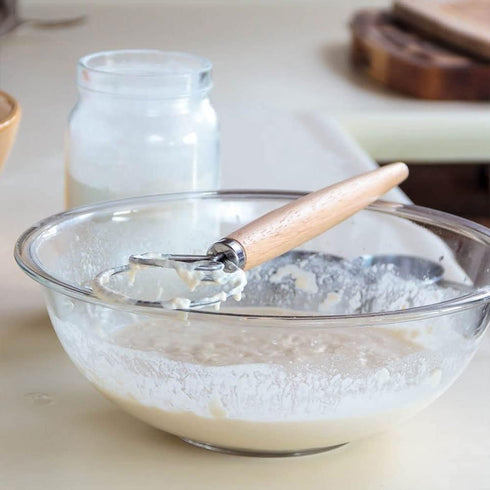 Danish Dough Whisk - 13" Dutch Whisk with Stainless Steel Ring - Danish Whisk for Bread, Pastry or Pizza Dough - Baking Tool Alternative to a Blen...