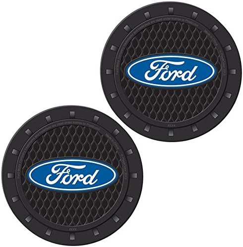 Plasticolor 000651R01 Ford Oval Auto Car Truck SUV Cup Holder Coaster 2-Pack , Blue...
