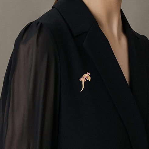 Rhinestone Gecko Lizard Brooch Pin for Women Girls Gold Plated Fashion Crystal Animal Brooches Lapel Pins Cute Dress Accessories Holiday Birthday ...