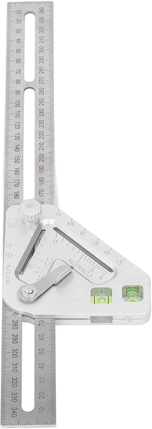 Combination Square with Bubble Level Silver Flexible Woodworking Triangle Ruler Carpentry Tools...