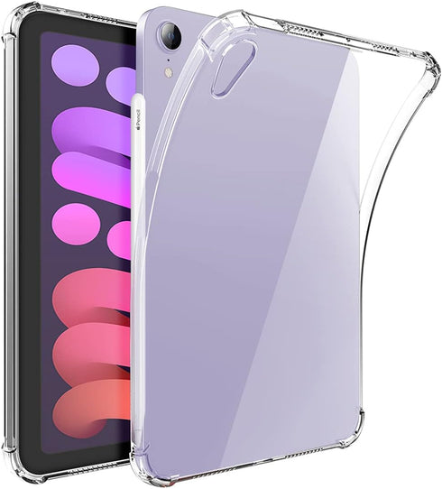 Clear Case for iPad Mini 7 A17 Pro/Mini 6 with Pencil Holder, Supports 2nd Gen Apple Pencil Charging, Ultra Slim, Lightweight, Soft TPU Back Cover...