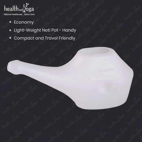 HealthAndYoga™ QwikFlo Light-Weight Neti Pot Sinus Rinse Kit- Compact Neti Pot for Kids and Adults - Travel Friendly Nose Wash Netty Pot - White (...