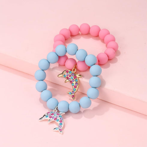 Colorful Enamel Dinosaur Charm Acrylic Beaded Strand Bracelet Set Round Beads for Women Cute Friendship Best Friend Preppy Y2k Party Jewelry...