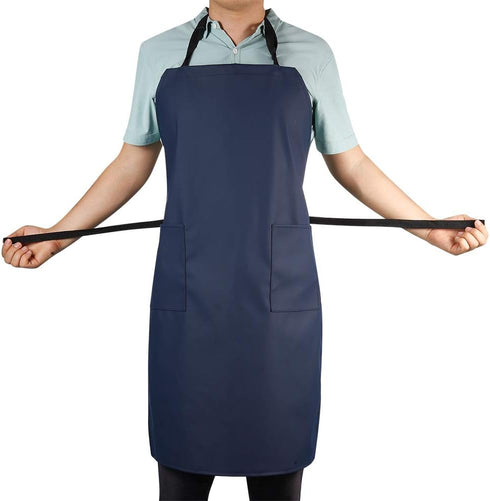 Waterproof Rubber Vinyl Apron W/ 2 Pockets - Lab Apron for DishWashing,Grooming Blue...