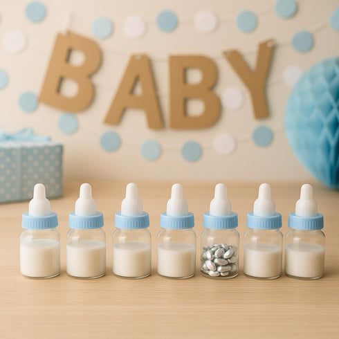 Baby Shower Favor - 36 Pack Mini Milk Bottle Party Favor Gift Bag Boxes 1.5" x 3.5" - Baby Shower Candy Jar (Blue)...